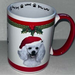 E&S Pets Christmas White Poodle Ceramic Coffee Mug